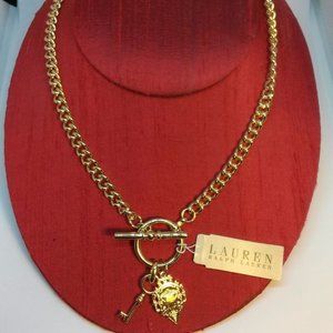 Ralph Lauren Toggle Necklace with Charms NEW with Tag